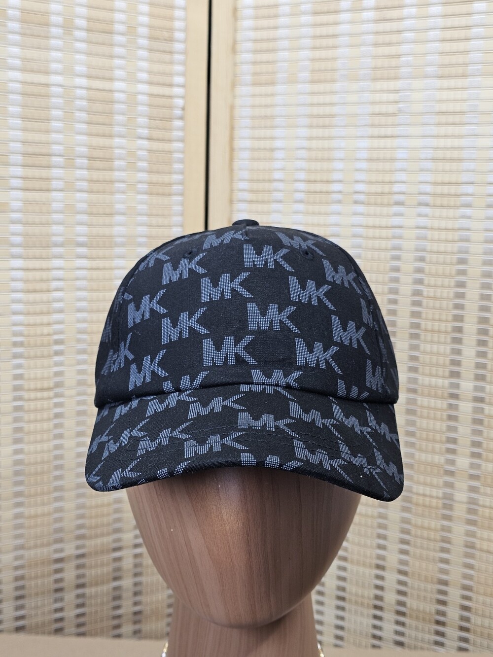 Michael Kors Monogram MK Logo Black Baseball Cap Hat Adjustable Printed Logo NEW